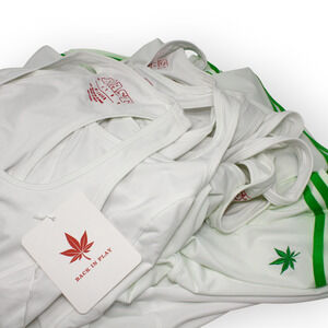 Lot of 8 XL BoastUSA Tennis Tank Bra Racerback Leaf Logo White KellyGreen Team